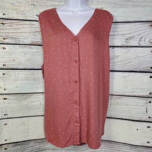 Maurices Sleeveless Heart Print Button Down Blouse Tank Top Women’s 2X